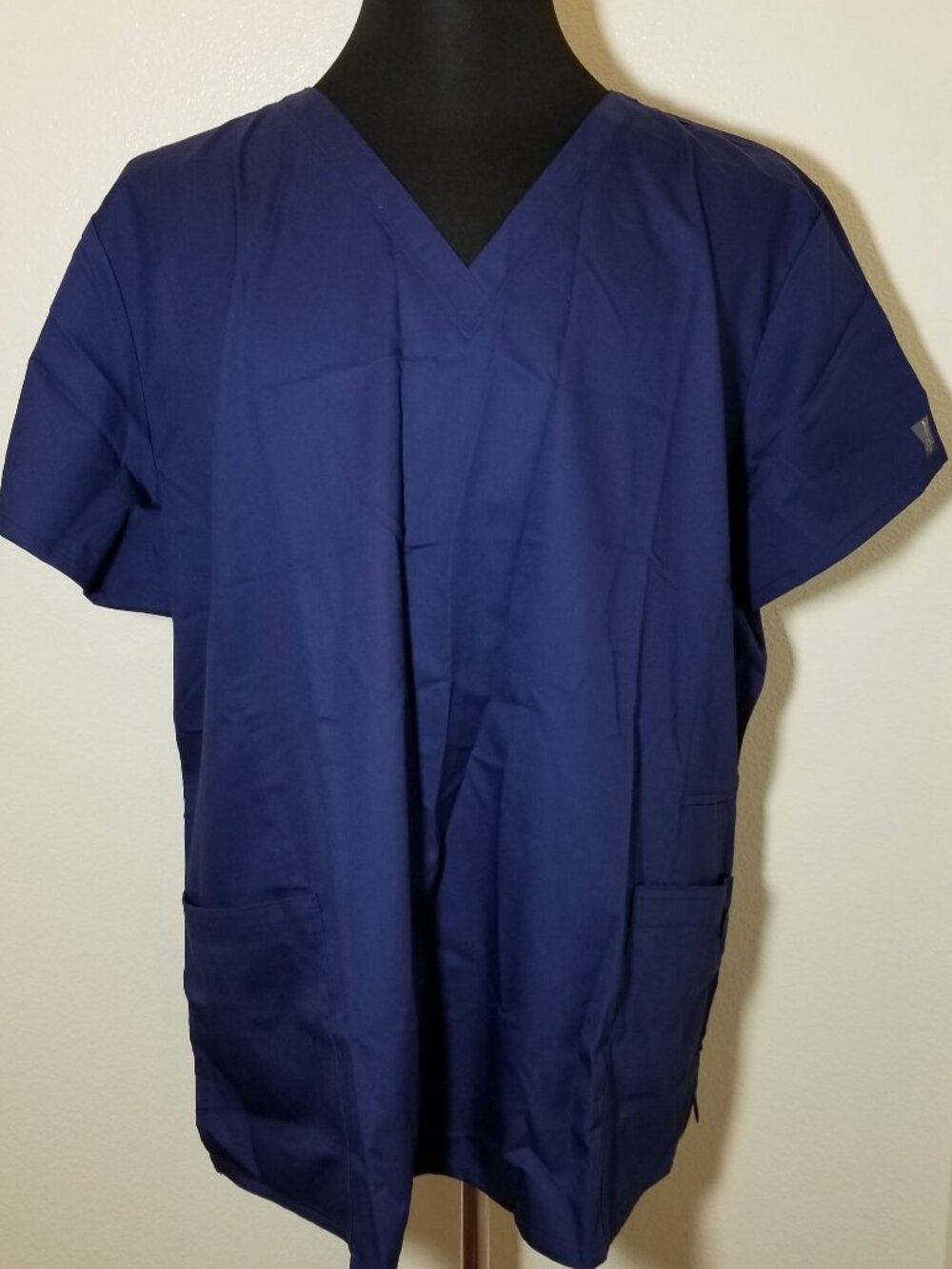AUW 3XL Scrub Navy Short Sleeve Scrub Top Nurse Medical Hospital Lab Vet Dentist